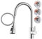 DAYONE Kitchen Mixer Tap with Pull Out Spray, SUS304 Stainless Steel Sink Taps Mixer with 3 Functions for Kitchen, 360° Swivel Single Handle High Arc Kitchen Faucet, Brushed Steel