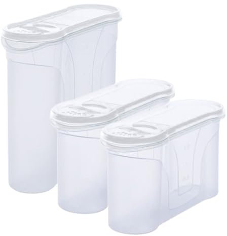 Novaliv Juego de 3 botes de almacenamiento para esparcir 2,4 l + 1,3 l + 1,3 l latas con tapa para cereales, harina, azúcar, latas de cocina, organizadores, cajas de alimentos, cajas de almacenamiento
