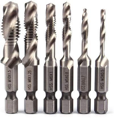 Set 6 punte per trapano HSS filettanti ferro, M3 M4 M5 M6 M8 M10