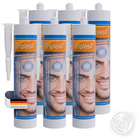 Mastic Silicone-Haute Température 6x310 ml - Étanchéité Sanitaire et Extérieure- Idéal pour Intérieur et Extérieur- joint salle de bain-Sanitary Silicone sealant for indoor&outdoor use-(blanc)