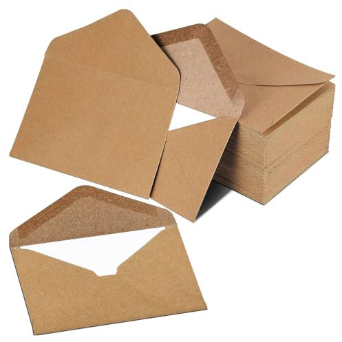 Briefumschläge Aus Kraftpapier,(DIN C6-162 x 114 mm),für Briefe, Grußkarten, Einladungskarten, Geburtstagskarten-100 Stück