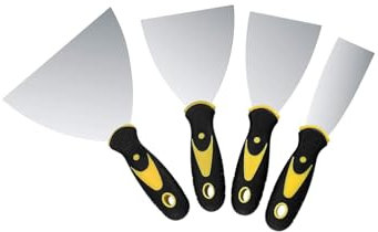 Spachtel Flächenspachtel Set Edelstahl Malerspachtel mit Kunststoffgriff, für Tapetenentferner, Japanspachtel, Füllspachtel, Spachtel Set, 4 Stücke