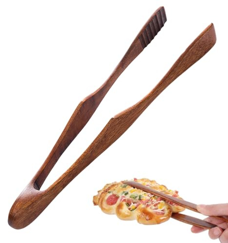BBQ Cooking Tongs Wooden Clip Buffet Food Tongs Bread Tong Dessert Bread Tongs for Kitchen Camping Grill Buffet Restaurant Pastry