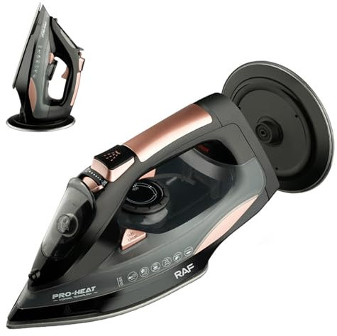 Kabelloses Bügeleisen, 2400 W Kabelloses Dampfbügeleisen, Bügelsohle mit Keramikbeschichtung, Antihaftbeschichtung, vertikales Bügeln, Antikalk, selbstreinigend mit Wassertank