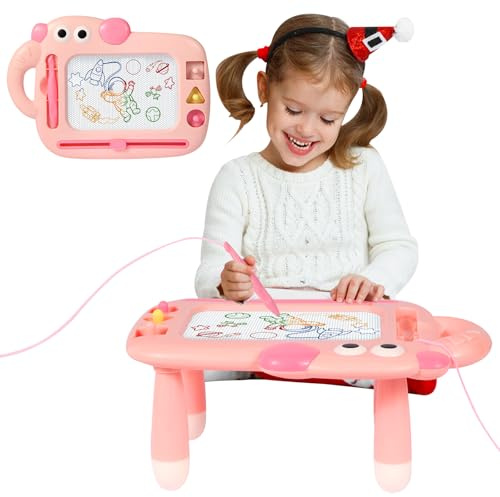Magnetic Drawing Board Kids, Large Magic Magnet Drawing Pad Toys for Toddlers 3+ Kids' Doodle Scribble Boards for 3+ Year Old First Birthday Gifts for Girls(Pink-A)