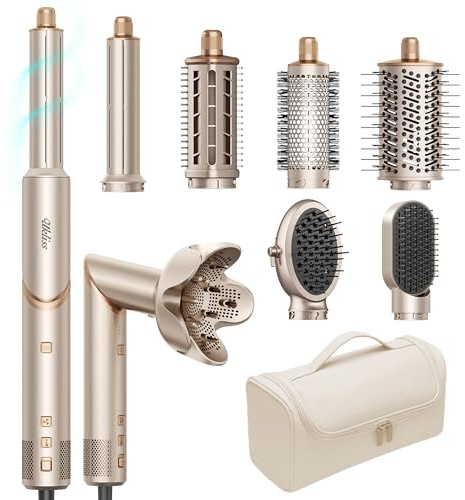 UKLISS Set Airstyler professionale 8 in 1, hair styler asciugacapelli agli ioni di alta velocità, spazzola per asciugacapelli con avvolgimento automatico, ferro arricciacapelli, spazzola