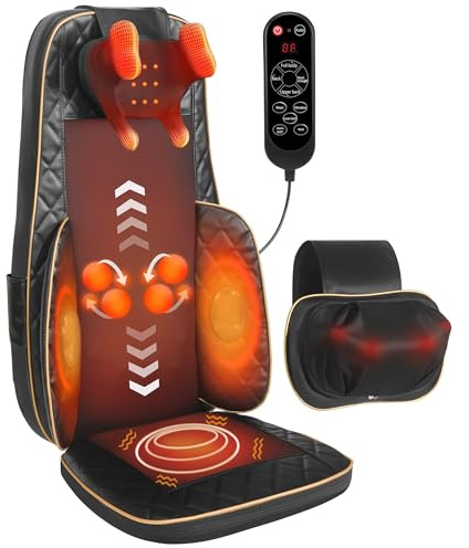 MAIBOLE Shiatsu Neck and Back Massager with Heat - Adjustable Deep Tissue Massage Cushion Walking Back Massager for Full Back, Neck, Lumbar & Hips - Fits Office Chair, Recliner, Upgraded Version