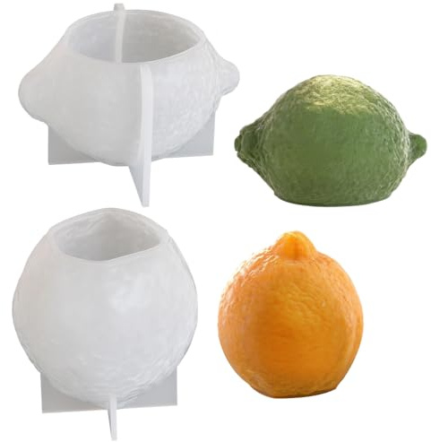 Moldes de silicona para limón, 2 moldes 3D para velas de limón, moldes para hacer velas, arcilla polimérica, resina epoxi, chocolate