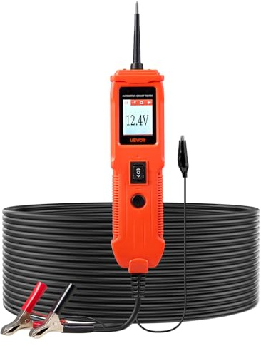 VEVOR Tester Elettrico per Circuiti Automobilistici, Tester di Tensione CC 8-35 V con Cavo da 4 m, Schermo TFT Illuminazione, Test di Continuità, Diodo, Resistenza, per Veicoli da Officina