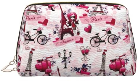 Grande borsa per cosmetici con stampa della Torre Eiffel di Parigi Francia Borsa per cosmetici portatile adatta per viaggi e viaggi di lavoro