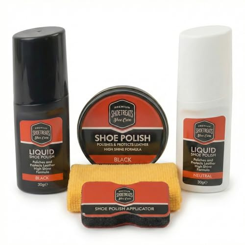 Epished Shoe Polish Kit – Complete Shoe Care Set with Liquid & Wax Polish, Applicator & Buffer, Suitable for All Shoe Types & Colours, Leather Shoe Care & Shine Kit for Men & Women