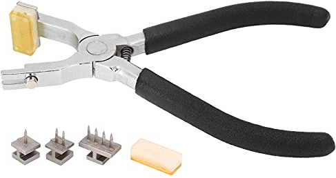 Perforador de agujeros para costura, alicates de cincel de punta plana de acero inoxidable, herramienta perforadora de cuero con 3 agujas de perforación y junta para cinturones,