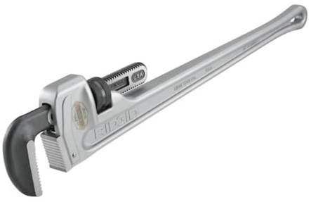 RIDGID 31110 Model 836 36 Aluminum Straight Pipe Wrench with 5 Pipe Capacity, 40% Lighter Aluminum Straight Plumbing Wrench with I-Beam Handle