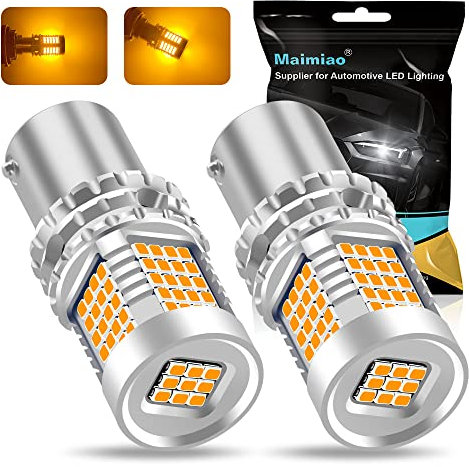 Maimiao 2Pcs py21w led bulb canbus error free, 1156 Bau15s led indicator bulb no hyper flashing amber 89 SMD Super Bright for Turn Signal Lights