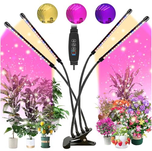 Audasi Lampe de croissance LED à spectre complet 80 LED - Spectre complet - Pour plantes - 3 modes d'éclairage - Réglable à 360° - Avec télécommandes