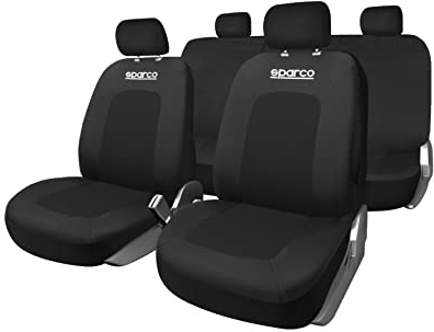 Sparco Juego Completo de Fundas de Asiento Sport, Universales, Color Negro