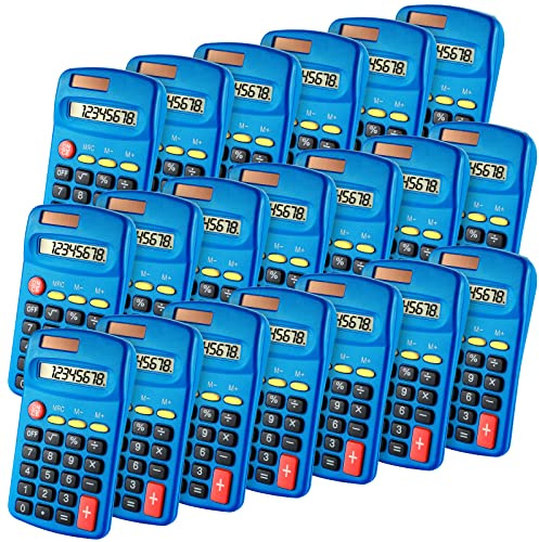 Youyole 20 Pieces Pocket Calculator Bulk Solar for Calculating Basic Mini Dual Power 10 Function Calculator Small for Display Desktop Office, No Battery