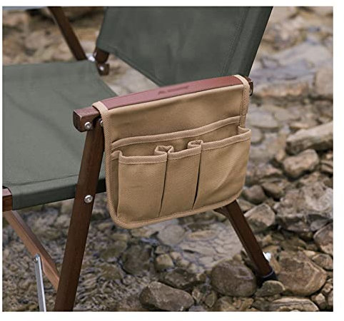 CHWSDT Organizer per braccioli per Sedia da Campeggio, Borsa per Appendere la Sedia, per la Pesca, Campeggio, Spiaggia, riviste, Libri,Cachi