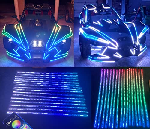 Ydzwavui 16PCS 30CM 1FT 12 Chasing LED Light Strips Fit Polaris Slingshot