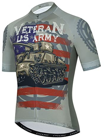 US Army Cycling Jersey Men, Short Sleeve Mountain Dirt Bike Shirt MTB Clothing Biking Gear Tops Riding Road Outfit BMX Clothes Bicycle Apparel Ciclismo Uniform 2XL