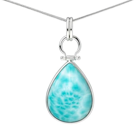 Tibetan Silver 925 Sterling Silber Larimar Edelstein Anhänger Handgefertigter Modeschmuck für Männer und Damen Ideal für Geschenke und Party Moderner Designer-Schmuck