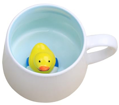 Soulnioi Söt mugg 3D djur keramik kaffe tekopp med handtag, handgjord djurfigur keramikkopp för kaffe, te, mjölk, present till födelsedagar/examen/alla hjärtans dag/bröllop (anka)