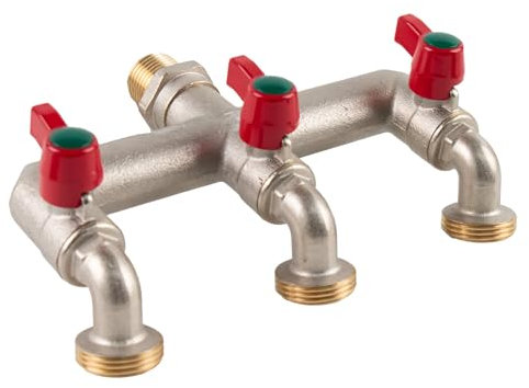 Tesmotor Distribuidor T de 1/2 Pulgadas 3 Vías Grifo de Agua para Jardín con 3 Piezas de 3/4 Pulgadas BSP Manguera de Jardín Conector de Grifo de 3 Vías para Lavadora, Barril de Lluvia