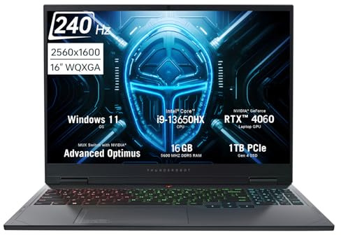 WEELIAO Thunderobot Hunter Blade R16 (2024) Gaming Laptop, 16 QHD+ 240hz 2.5K Display, i7-13650HX, RTX 4060, 16GB DDR5 RAM, 512GB SSD, RGB Backlit Keyboard, Wi-Fi 6, Windows 11 Home, Grey