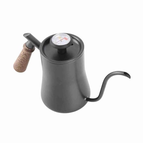 Hervidor de café con cuello de cisne, de vertido de 550 ml con filtro de termómetro para los amantes del café en cafeterías y restaurantes (negro (modelo de termómetro))