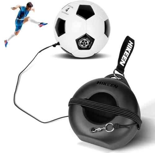 Hikeen Entraîneur de football avec base en métal – Kit d'entraînement de football professionnel avec ballon de rebond pour entraînement individuel (adolescents/adultes/débutants) – Jardin, parc, plat