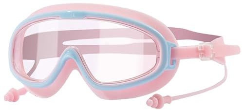 Generisch Occhiali da nuoto per bambini, per bambini, per il nuoto | senza perdite, impermeabili, anti-appannamento, in silicone, con tappi per le orecchie per i viaggi