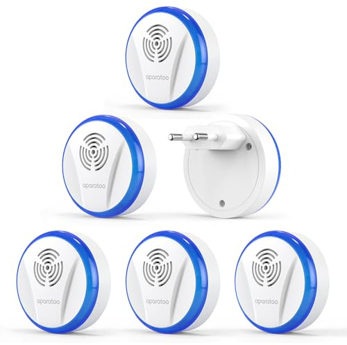 Repelente Ultrasónico de Plagas, Electrónico Repelente Mosquitos Insectos Control para Interiores, Antimosquitos Electrónico para Ratones, Arañas, Cucarachas, Moscas(6 Paquetes)