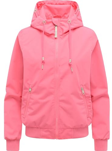 Ragwear lätt övergångsjacka för kvinnor, vattentät och ventilerande funktionell jacka, kort med huva, Oggie YOUMODO XS-6XL, Pink26, 6XL