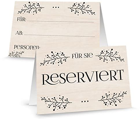 Logbuch-Verlag 100 Reserviert Schilder Tischaufsteller aus Karton - Reservierung Tischkarte für Gastronomie Restaurant Hotel