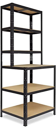 shelfplaza® 190x80x60cm BLACK Werkbank Regal Schwerlast schwarz mit 6 Böden à 145kg Tragkraft/Metall Schwerlast Steckregal Schwerlastregal Stufenregal Metall Regalsystem/Regale Lagerregale