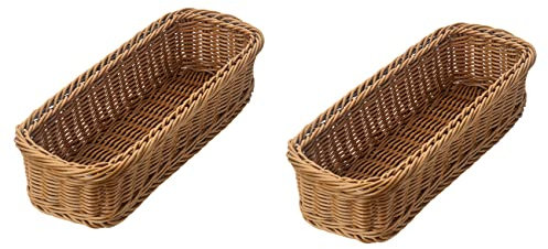 KVSERT 2 cestas tejidas para cubiertos de escritorio, cesta de drenaje para restaurante, color marrón
