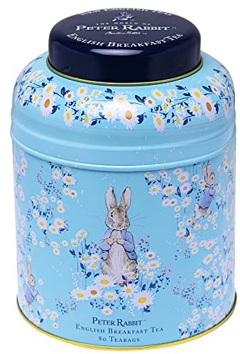 New English Teas Peter Rabbit Daisies Round Tea Caddy with 80 English Breakfast Teabags