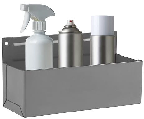 Rechabite Magnetic Aerosol Spray Can Holder, Magnet Toolbox Bottle Holder, Tool Box Storage Rack for Garage and Home, Craft Workspace, Mechanic Paint Bottle Can Organizer, Silver, 3x8.3