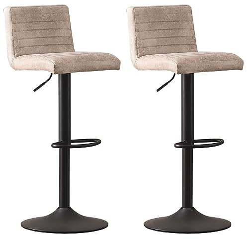JaHECOME Kunstleder Barhocker 2er Set Barstuhl Bistrohocker mit Rückenlehne, gepolsterter Sitzfläche höhenverstellbar 360° drehbar für Bar, Küche, Bistro, Counter, Esszimmer und Café (2, PU Beige)