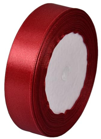 Satinband vinröd 20 mm, 22 meter presentband band band för pyssel sömnad, dekorativa band, tygband för presentförpackning, hårband, födelsedag, bröllop, fester, dekoration