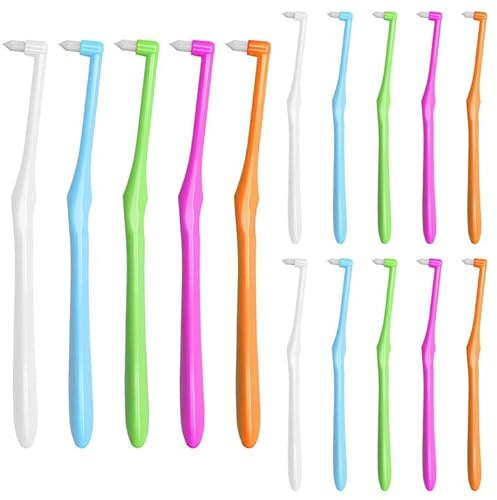 15 Stück Tuft Zahnbürste, Einbüschelbürste, Büschelzahnbürste Zahnbürste Weich, Getuftet Bürste, Trimm Zahnbürste, Single Interdental Zwischenraum Bürste für Detail Reinigung Prothesenzahnbürste