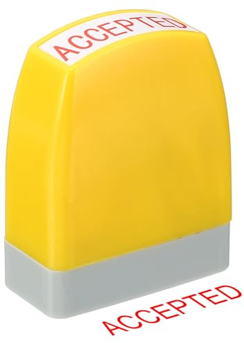 PATIKIL Sello de Aviso Aceptado Autoentintable, Tinta Roja, Sellos de Oficina Preentintados, Sello de Mensaje Recargable Estilo 1, Amarillo