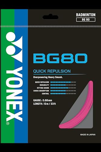 Yonex BG 80 Badminton String (Color Option) (Neon Pink)