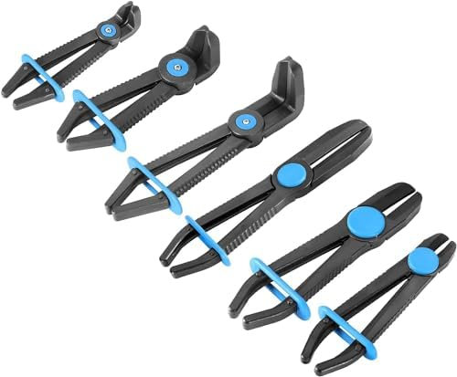 DASBET Hose Clamp Pliers Straight Hose Pinch Off Pliers Set Fuel Line Clamps Hose Clamp Pliers for Fuel Hoses, Flexible Hoses, Brake Hoses, Gas Lines, Coolant Hoses (3PCS Straight ＋ 3PCS 90°Angled)