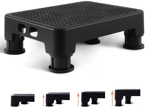 CHIKILLA Adjustable Step Stool for High Beds and Cars, 650lbs Heavy Duty Bed Step for Elderly, Non-Slip Mobility Platform for Bathtub, Kitchen, SUV, 4 Height Levels 3.4-5 Portable Stair Assist, Black