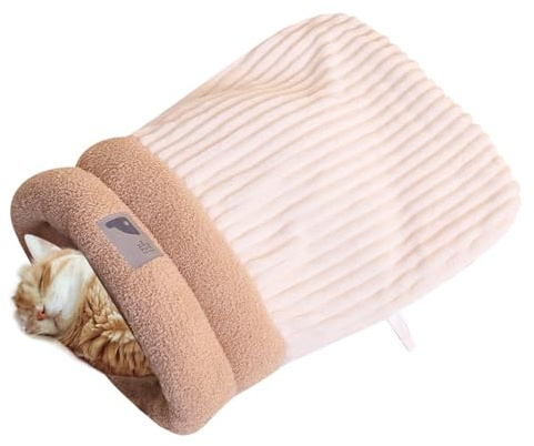 Cat Winter Sleeping Bag - Thickened Plush Cat Snuggle Sack, Warm Cat Bed | 360° Wrap Cozy Cat Sleeping Bag, Soft Washable Cat Sack, Indoor Cat Nest, Large Warm Bed for Cats in Autumn and Winter