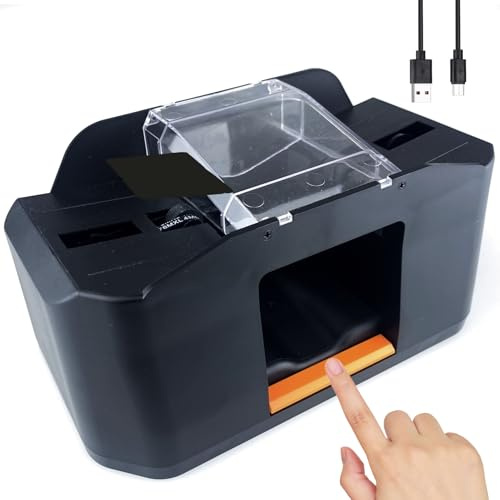 Rechargeable Card Shuffler Machine, 2000mAh USB-C Automatic Poker Shuffler for 1-2 Decks, Playing Cards Mixer