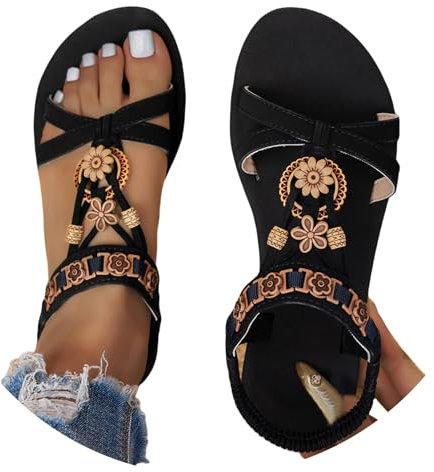 DFSDJEUW ladies footwear clearance.sale Womens Sandals Wide Fit Comfortable Slip on Wedge Shoes Casual Open Toe Orthopedic Slide Lightweight Summer Cushion Plantar Fasciitis boho sandals Black 5.5