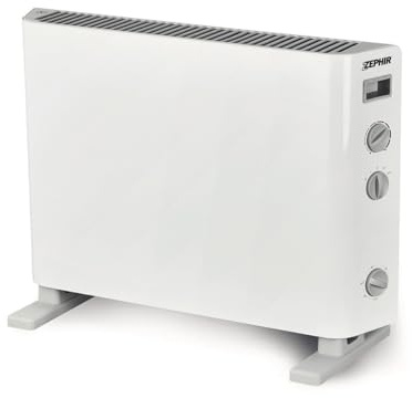Zephir ZCV2005TT-B Termoconvettore Elettrico da Terra 2000W 2 Livelli di Potenza con Funzione Turbo Timer 3 Ore Termostato Regolabile Sicurezza Antiribaltamento Colore Bianco