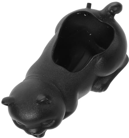Toyvian Ceramic Cat Figurine Pond Spitter Water Fountain for Aquarium Landscape Decor, Black Fish Tank Water Dispenser with Oxygenating Flow, Garden Fish Tank Accessory